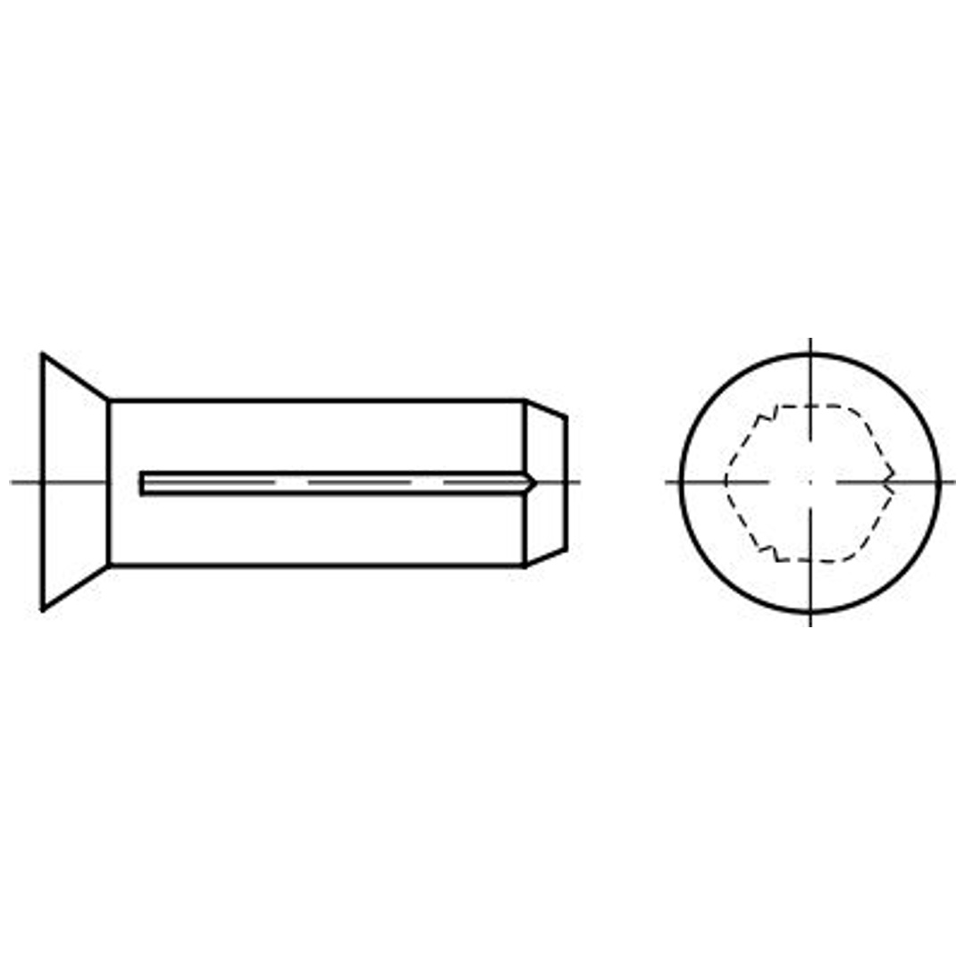 Reidl DIN 1477 Senkkerbnägel mit Fase 2x6 Stahl blank, Form A 7050