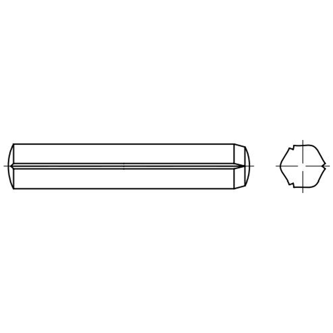Reidl ISO 8740 Zylinderkerbstifte mit Fase 5x35, A1/1.4305 blank