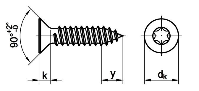 Reidl ISO 14586 Senkkopf-Blechschrauben mit Innensechsrund C 4,8 x 13 A2 blank