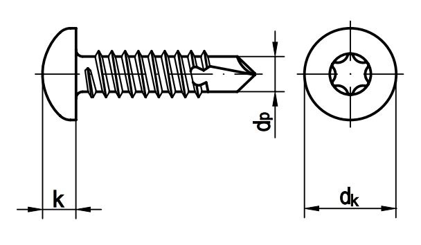 Reidl DIN 9166 Bohrschrauben - Blechgewinde 3,9 x 38, TX, A2, Form N, Linsenkopf