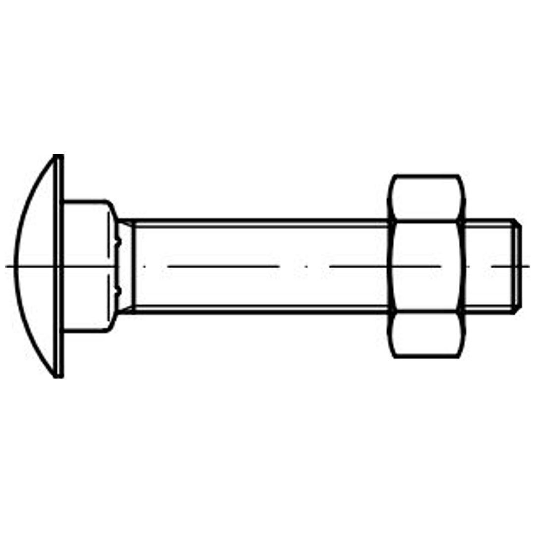 Reidl DIN 603 Flachrundschr. Vierkantansatz M 8 x 70 Gewinde bis Vierkant 4.6 blank, mit Mutter