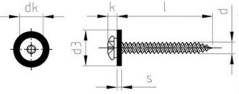 Reidl Fensterbankschraube m. Polyamidscheibe natur, 3,9x16mm, TX, A2 blank, Blechgewinde, Grobgewinde, GG mit Bohrspitze