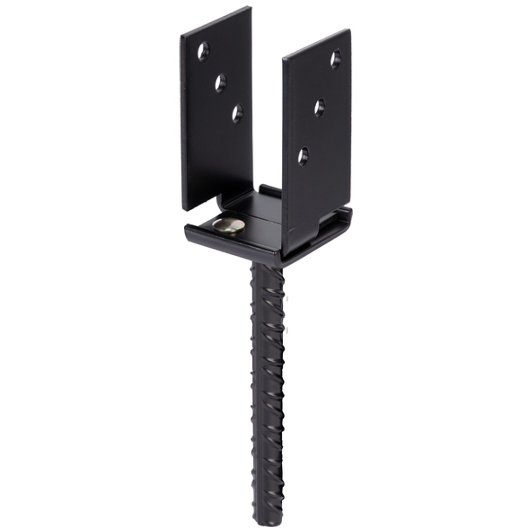 ALBERTS U-Pfostenträger, breitenverstellbar 71 - 131 mm, verzinkt, schwarz, z.Einbetonieren