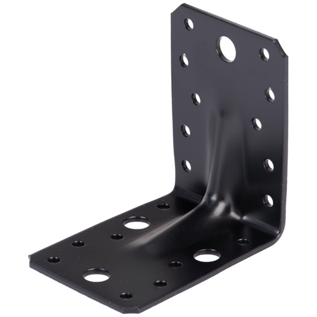 ALBERTS Schwerlast-Winkelverbinder mit Sicke, verzinkt, schwarz, TxHxB 90x90x65 mm