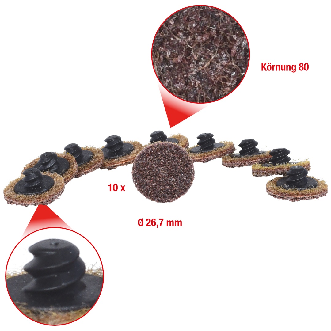KS Tools Ersatz-Schleifpads, Ø26,7 mm, Körnung 80, 10er Pack