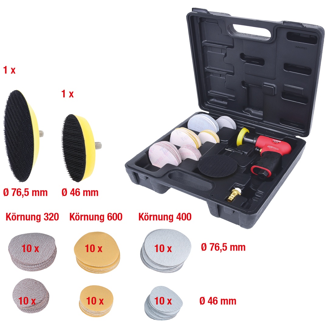 KS Tools Mini-Druckluft-Exzenterschleifer-Satz, 63-tlg