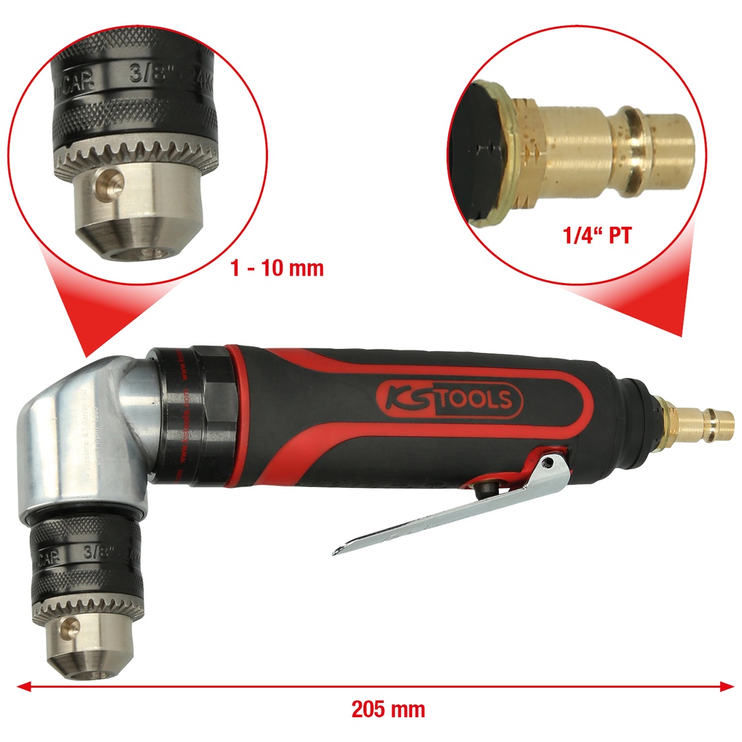 KS Tools 10 mm Druckluft-Winkelbohrmaschine