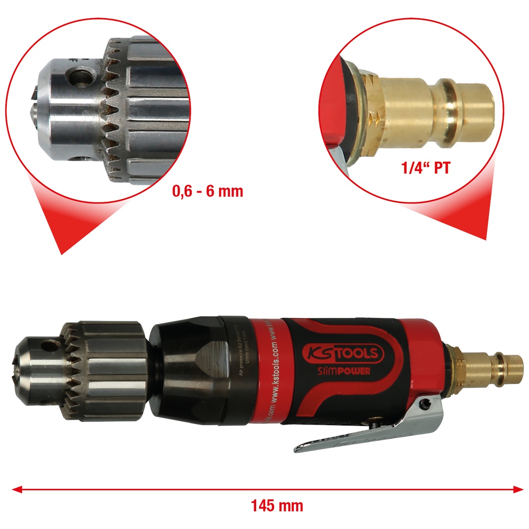 KS Tools 3/8 SlimPOWER Mini-Druckluft-Stabbohrmaschine, 7.000U/min