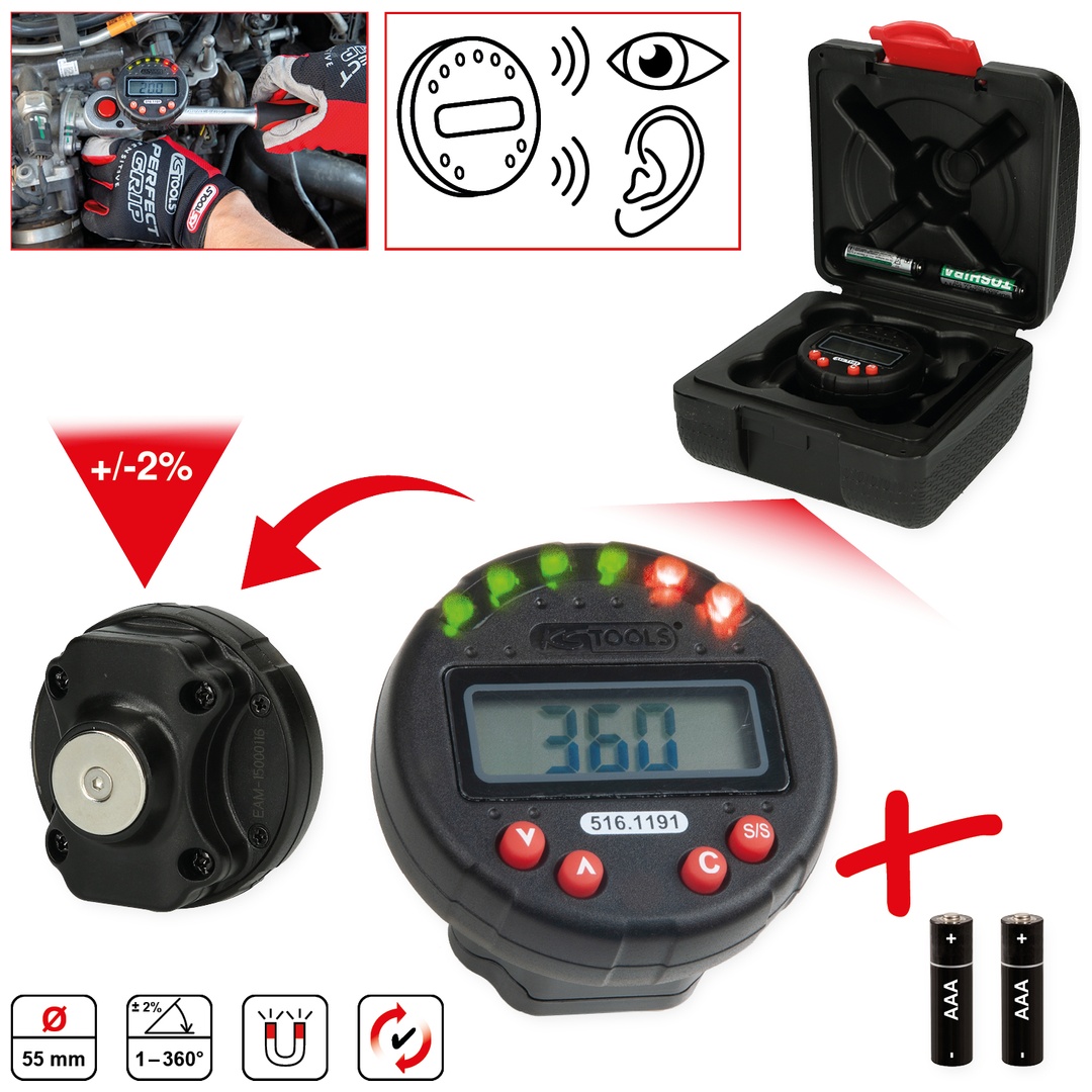 KS Tools Digitaler Drehwinkelmesser mit Magnet, Ø 55,0 mm
