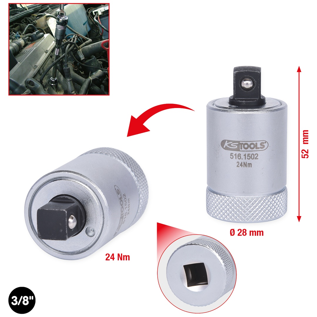 KS Tools 3/8 Drehmomentbegrenzer für Zündkerzen, 24Nm