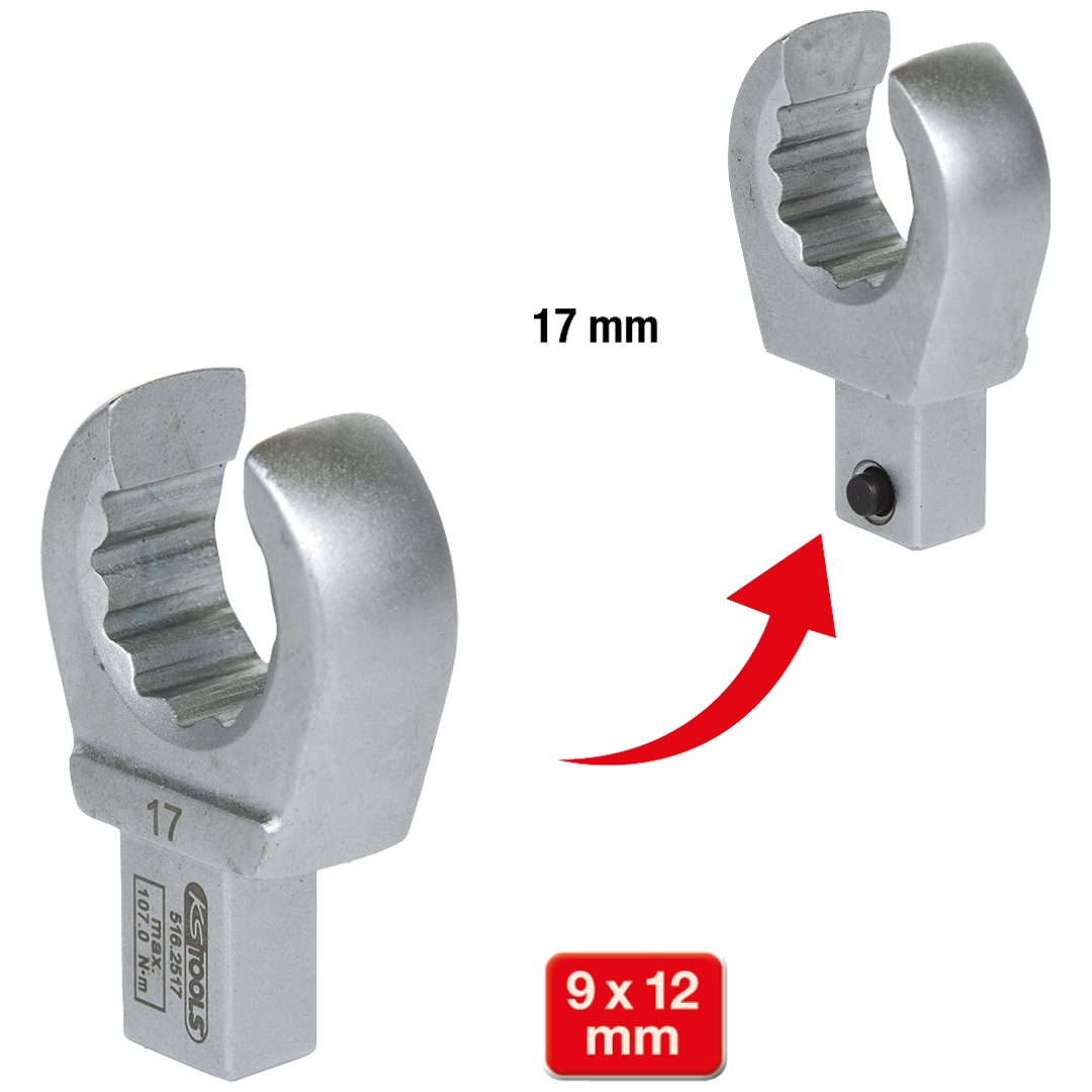 KS Tools 9x12 mm Einsteck-Ringschlüssel offen, 17 mm