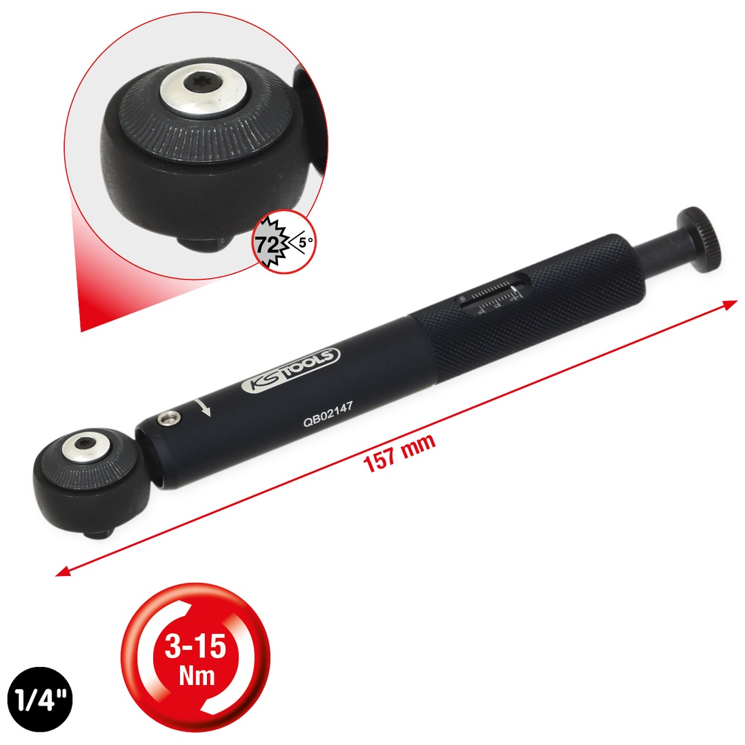 KS Tools 1/4 Mini Drehmomentschlüssel, 3-15Nm