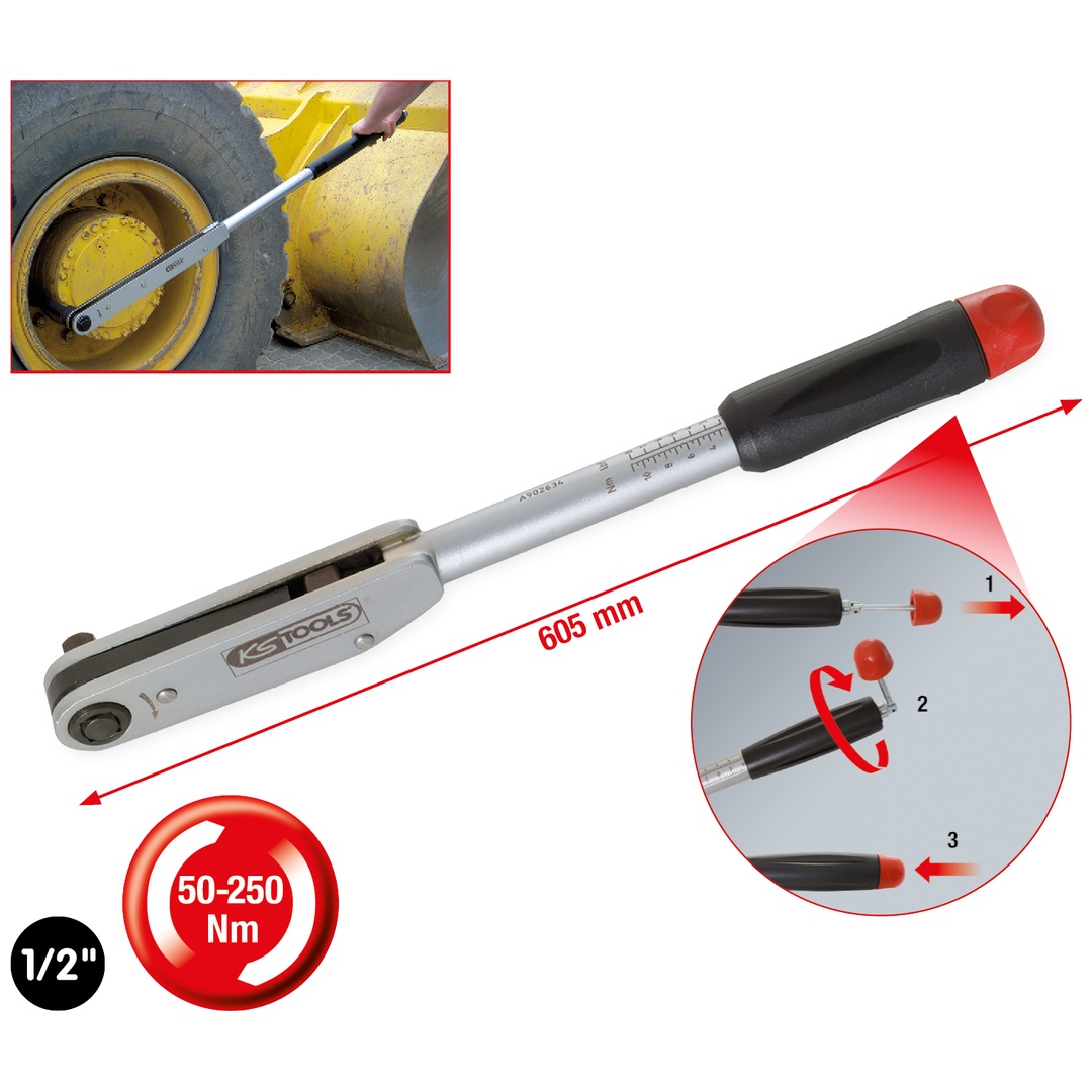 KS Tools 1/2 Kurzweg-Drehmomentschlüssel, 50-250 Nm p546274