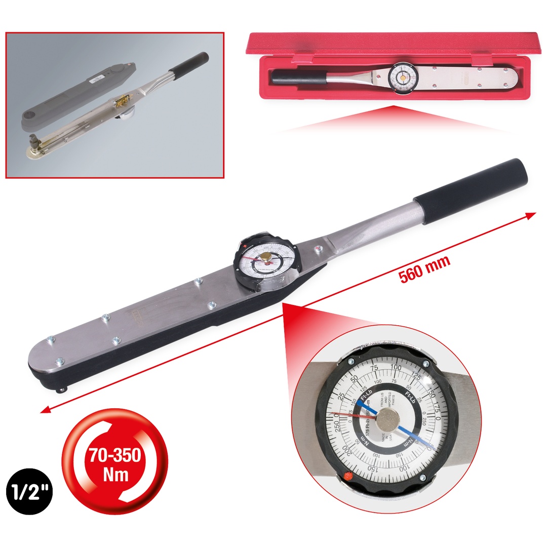KS Tools 1/2 Prüf-Drehmomentschlüssel, 70-350 Nm