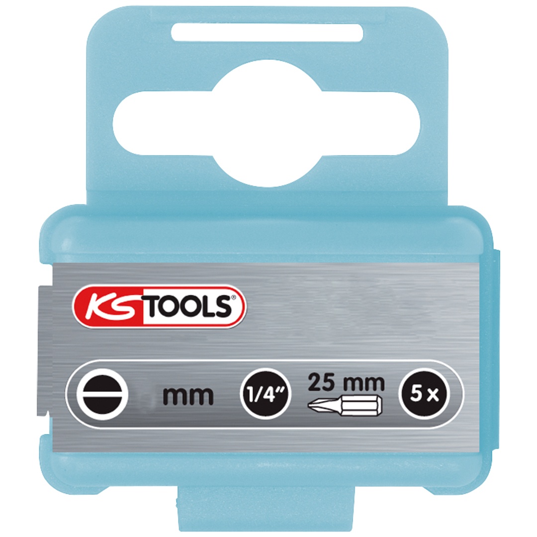 KS Tools 1/4 EDELSTAHL Bit Schlitz, 25 mm, 3 mm, 5er Pack