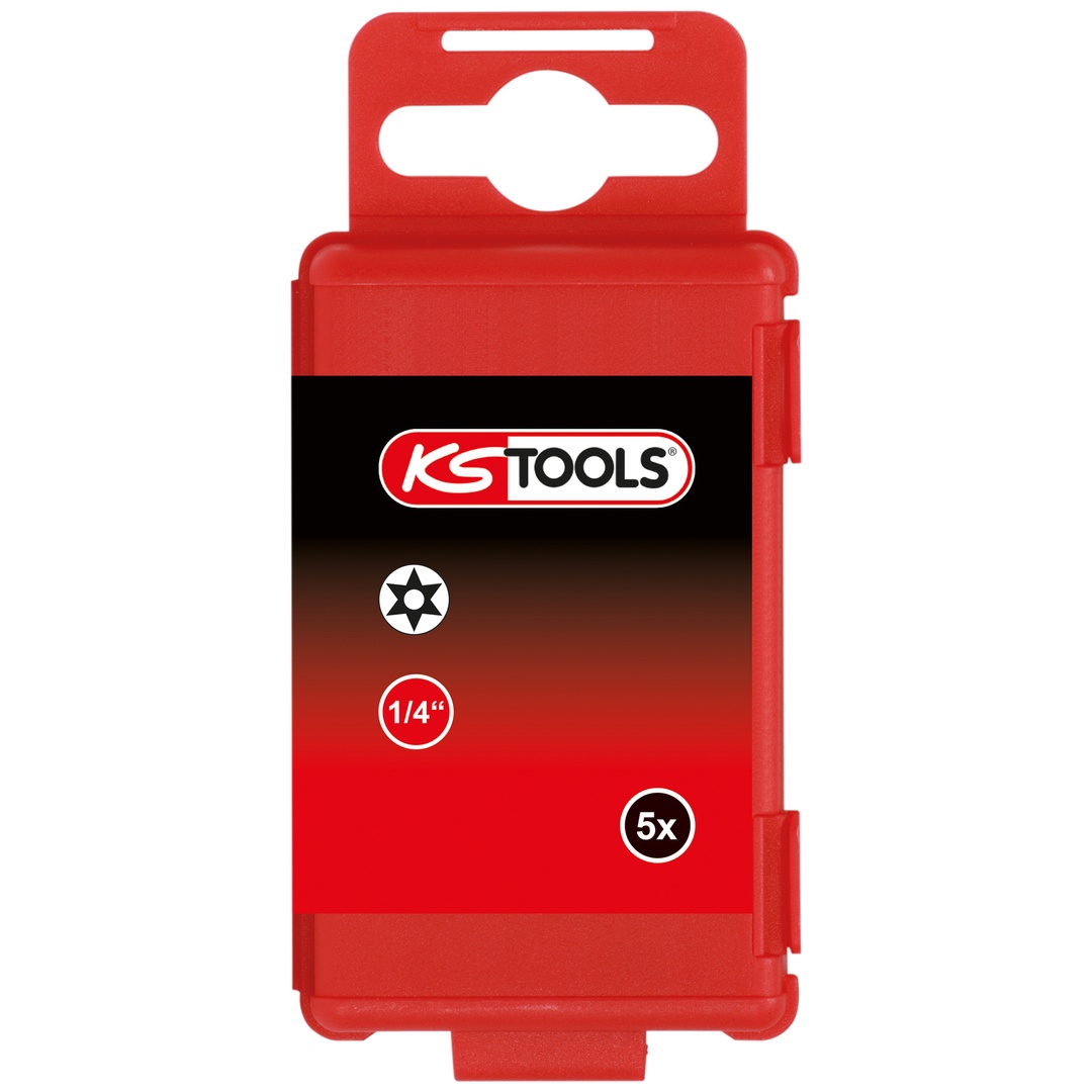 KS Tools 1/4 TORSIONpower Bit TX, 75 mm, TB40, mit Bohrung, 5er Pack