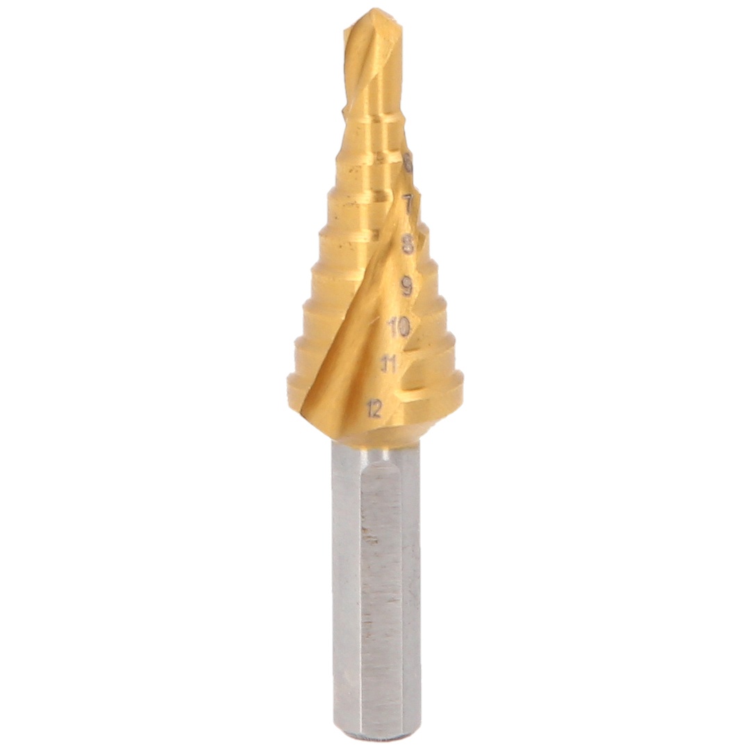 KS Tools HSS-TiN Stufenbohrer extra kurz,Ø 4-12 mm, 9 Stufen