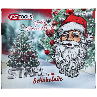 KS Tools Adventskalender mit Mini-Akkuschrauber-Satz und Bits, 31-tlg