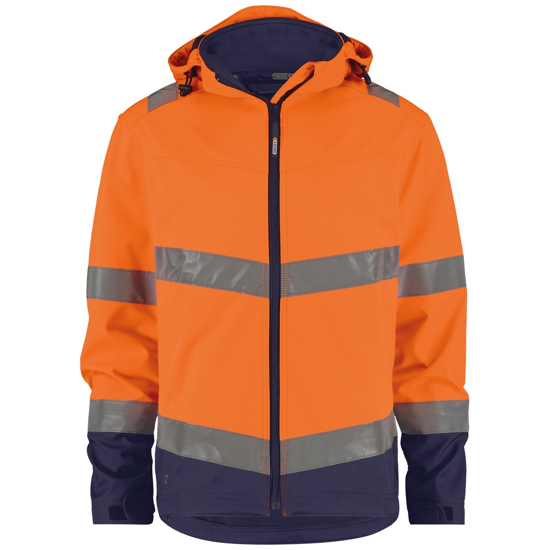 Dassy Dassy Warnschutz Softshell-Jacke Malaga Women 300466 Gr. 2XL Neonorange/dunkelblau