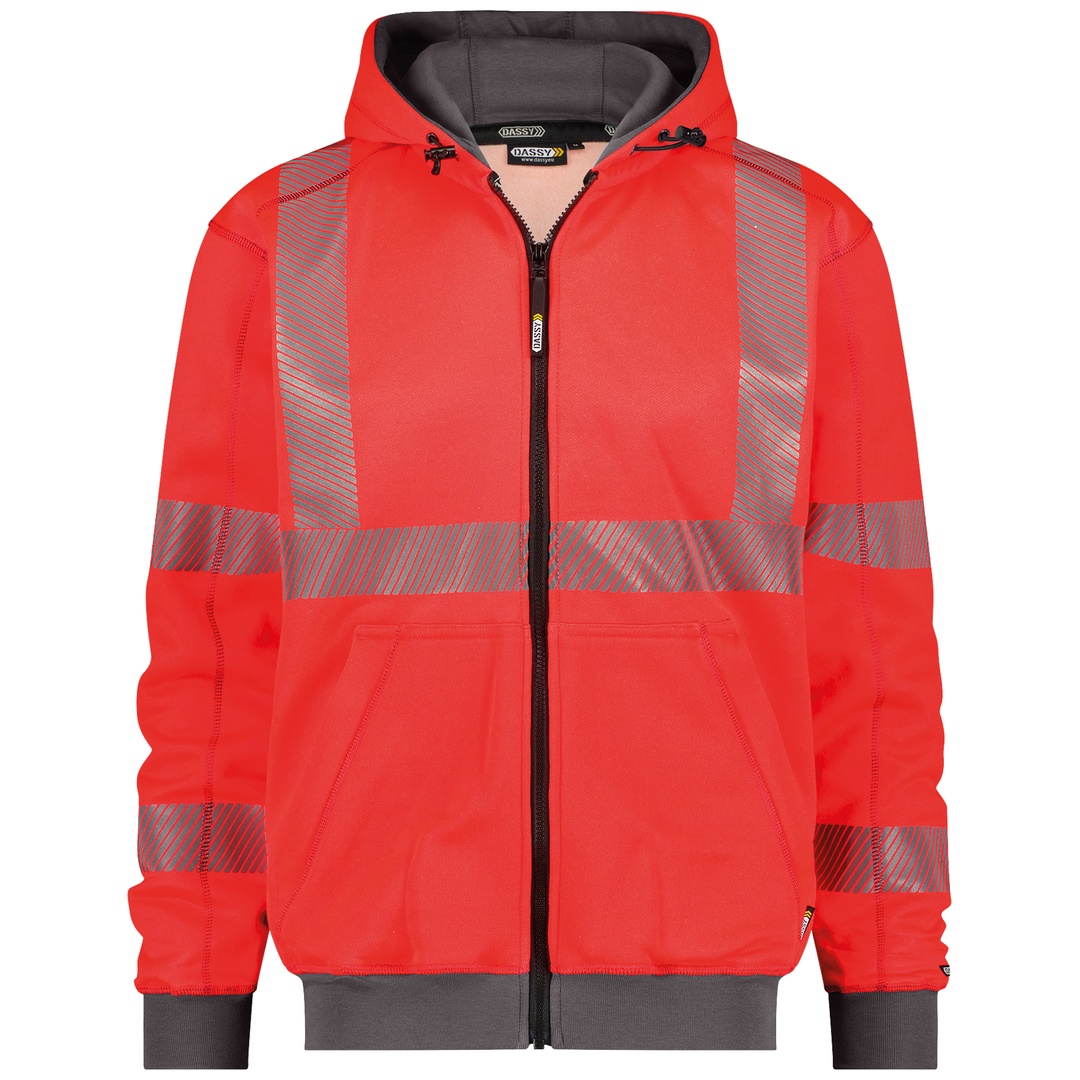 Dassy Warnschutz Kapuzensweatshirt EVANS PESCO84 Gr. M neonrot/zementgrau