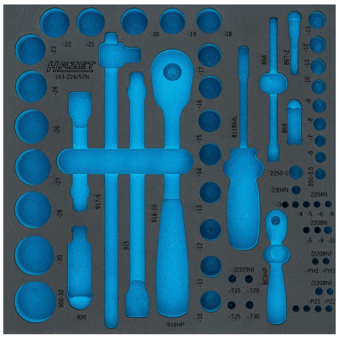 Hazet 2-Komponenten Weichschaumeinlage 163-224LN, (LxB) 344 x 342 mm
