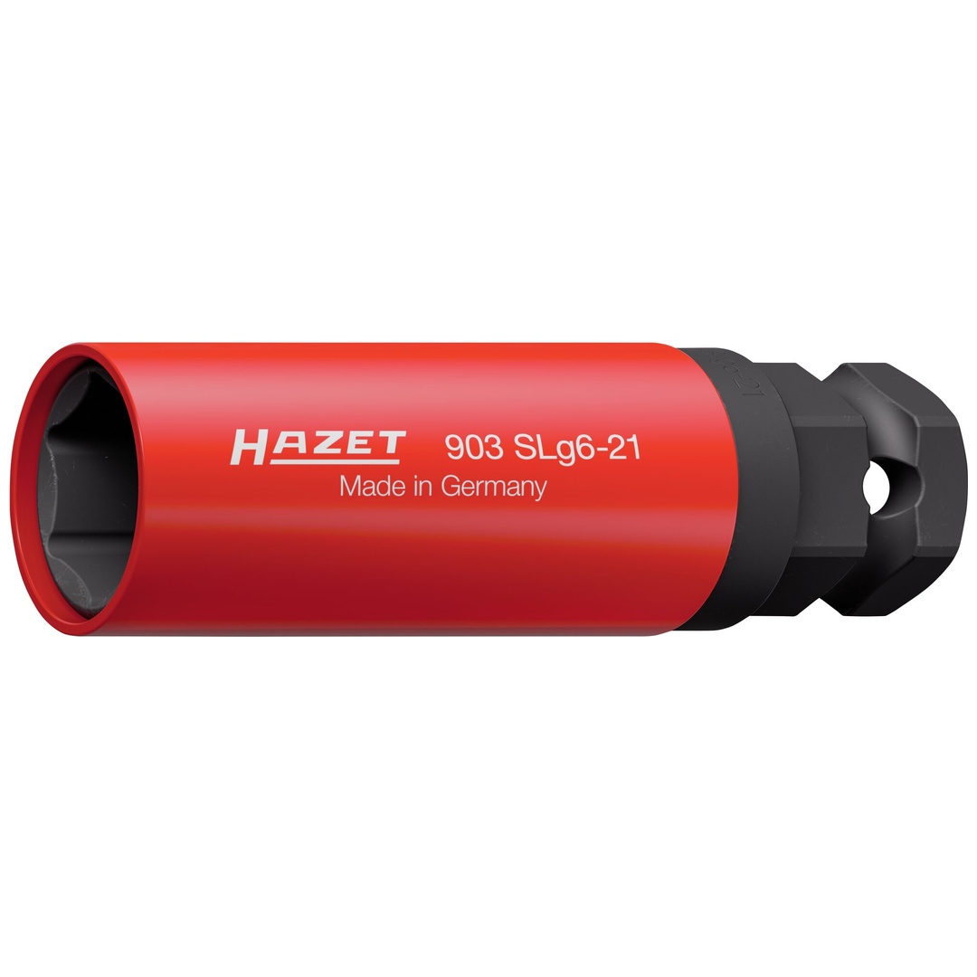 Hazet Schlag-Maschinenschrauber Steckschlüsseleinsatz 903SLG6-21, 1/2 (12,5 mm) Vierkant hohl, 24 mm Außen-Sechskant, Außen Sechskant-Tractionsprofil