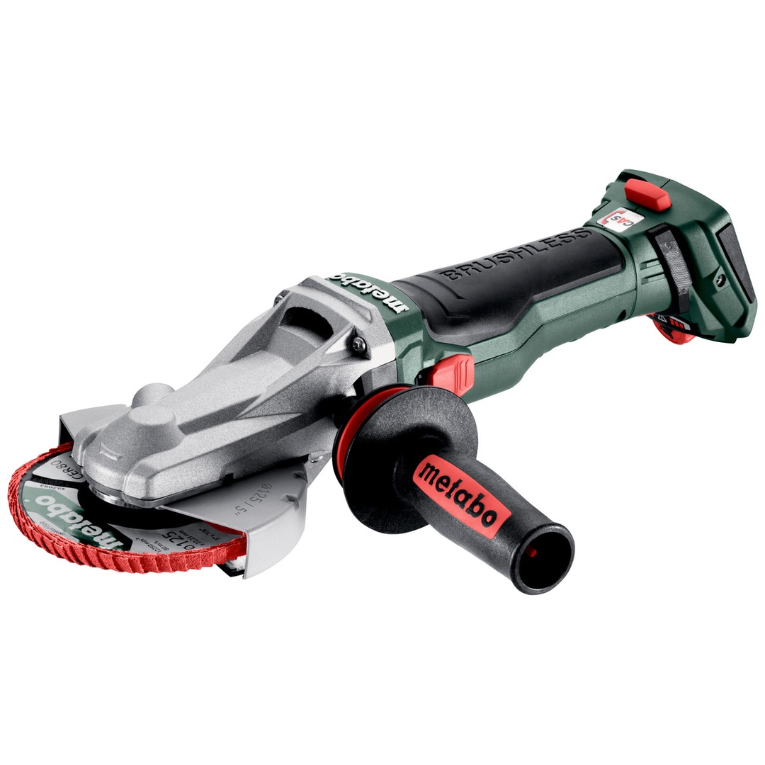 Metabo Akku-Flachkopf-Winkelschleifer WVBF 18 LTX BL 15-125 Quick, incl. Zubehör, metaBOX 165 L