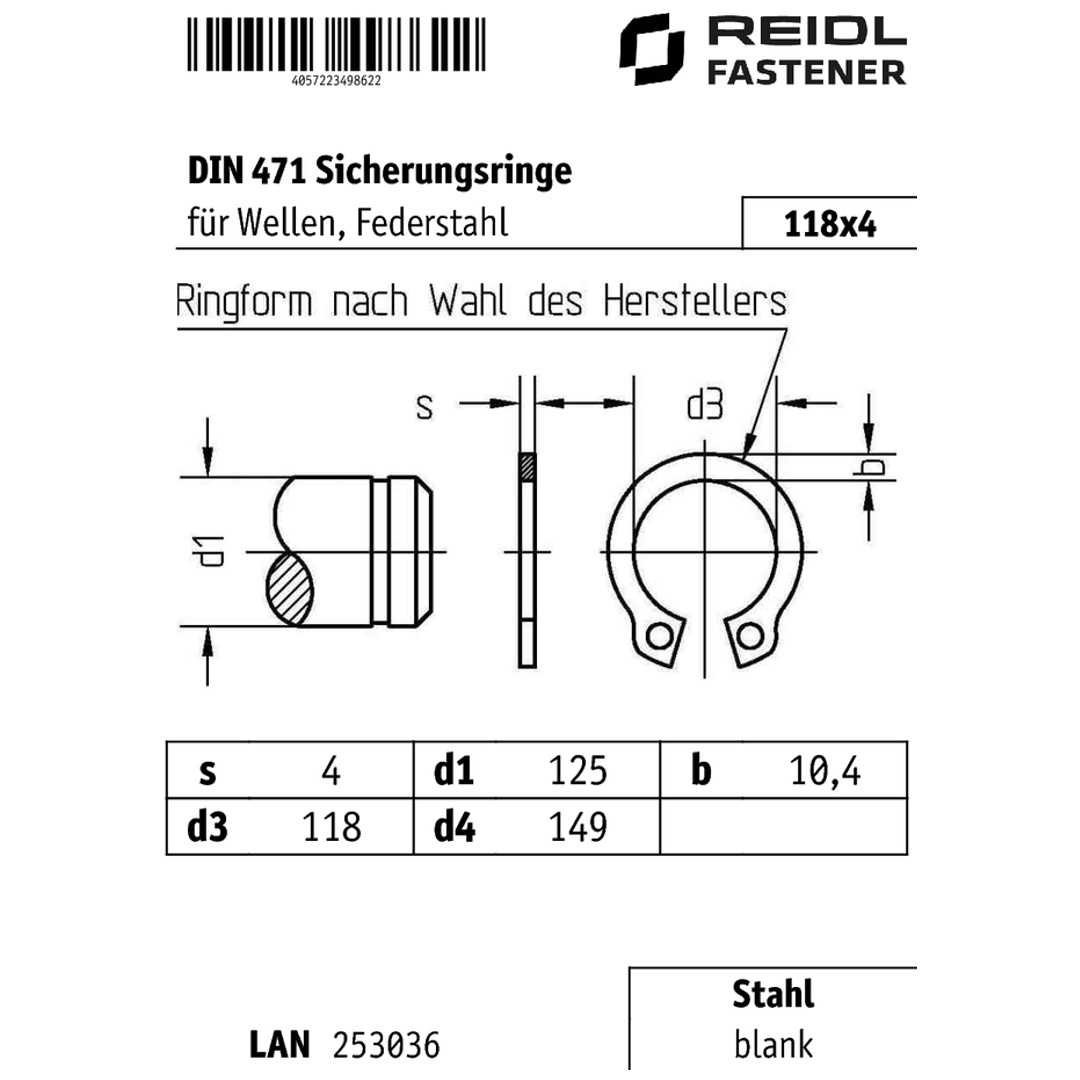 RBV >DIN 471 Sicherungsring für Wellen