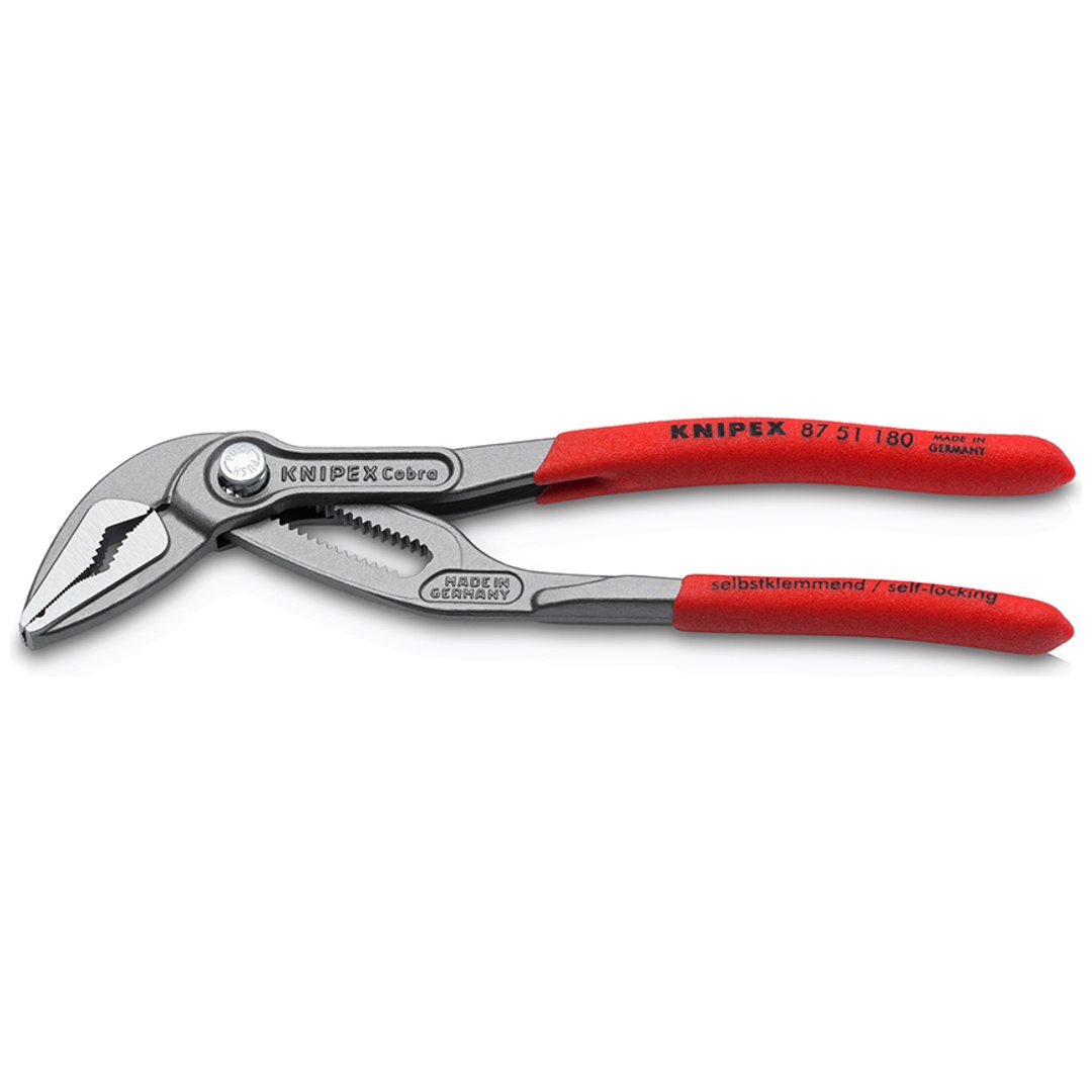 Knipex Wasserpumpenzange Cobra ES, extra-schlank, mit rutschhemmendem Kunststoff überzogen, grau atramentiert, 180 mm