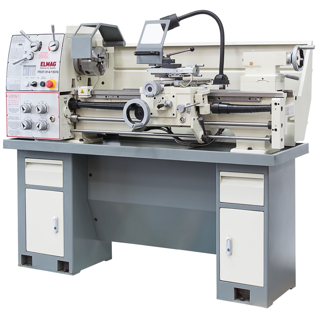 ELMAG Universal-Drehmaschine PROFI 914/150 N, inkl. RÖHM-Drehfutter inkl. Schnellwechsel-Stahlhalter Set, System Multifix
