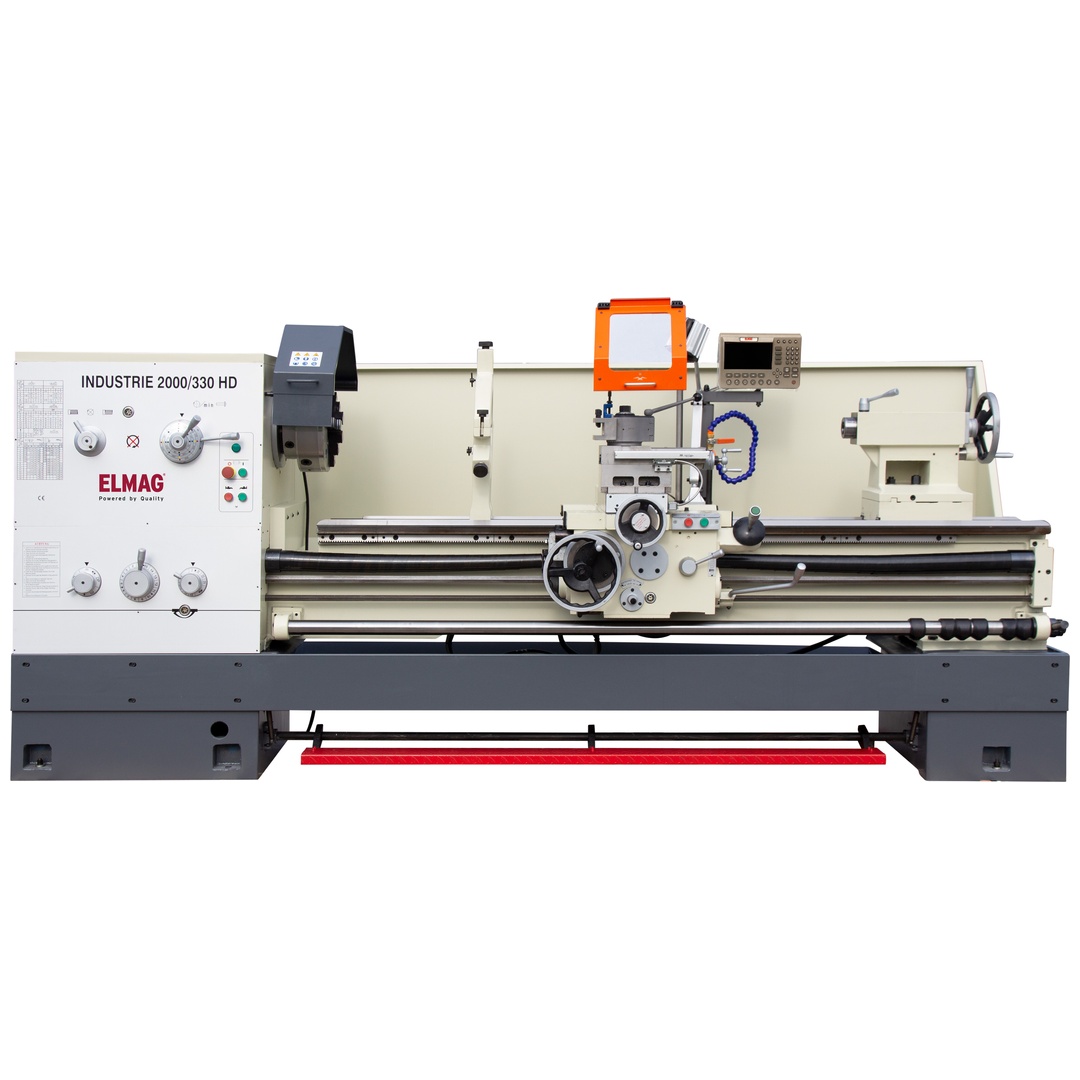 ELMAG Universal-Drehmaschine INDUSTRIE 3000/330 HD, inkl. 3-Achs-Positionsanzeige inkl. Schnellwechsel-Stahlhalter Set, System Multifix mit elektrom