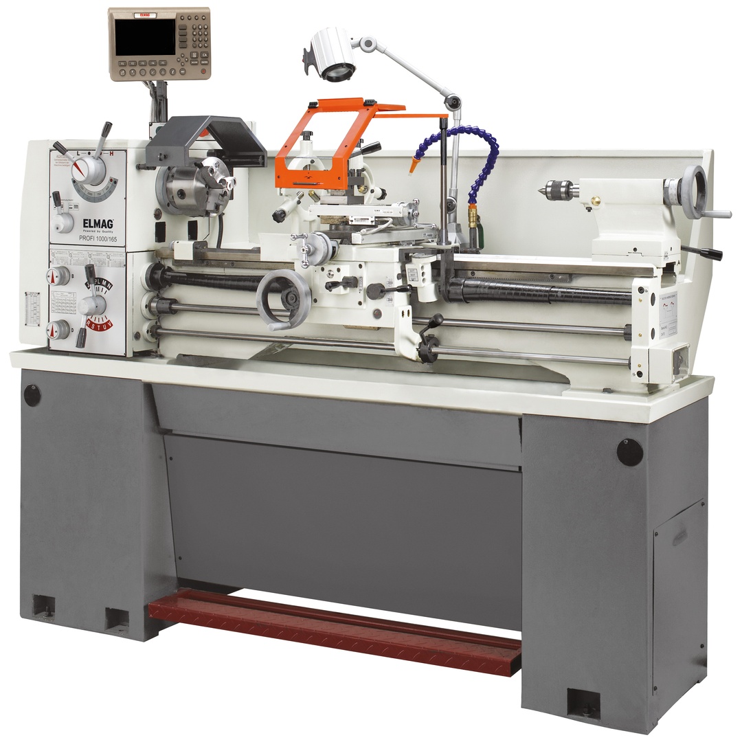 ELMAG Universal-Drehmaschine PROFI 1000/165 inkl. 3-Achs-Positionsanzeige SINO, inkl. RÖHM-Drehfutter inkl. Schnellwechsel-Stahlhalter Set, System