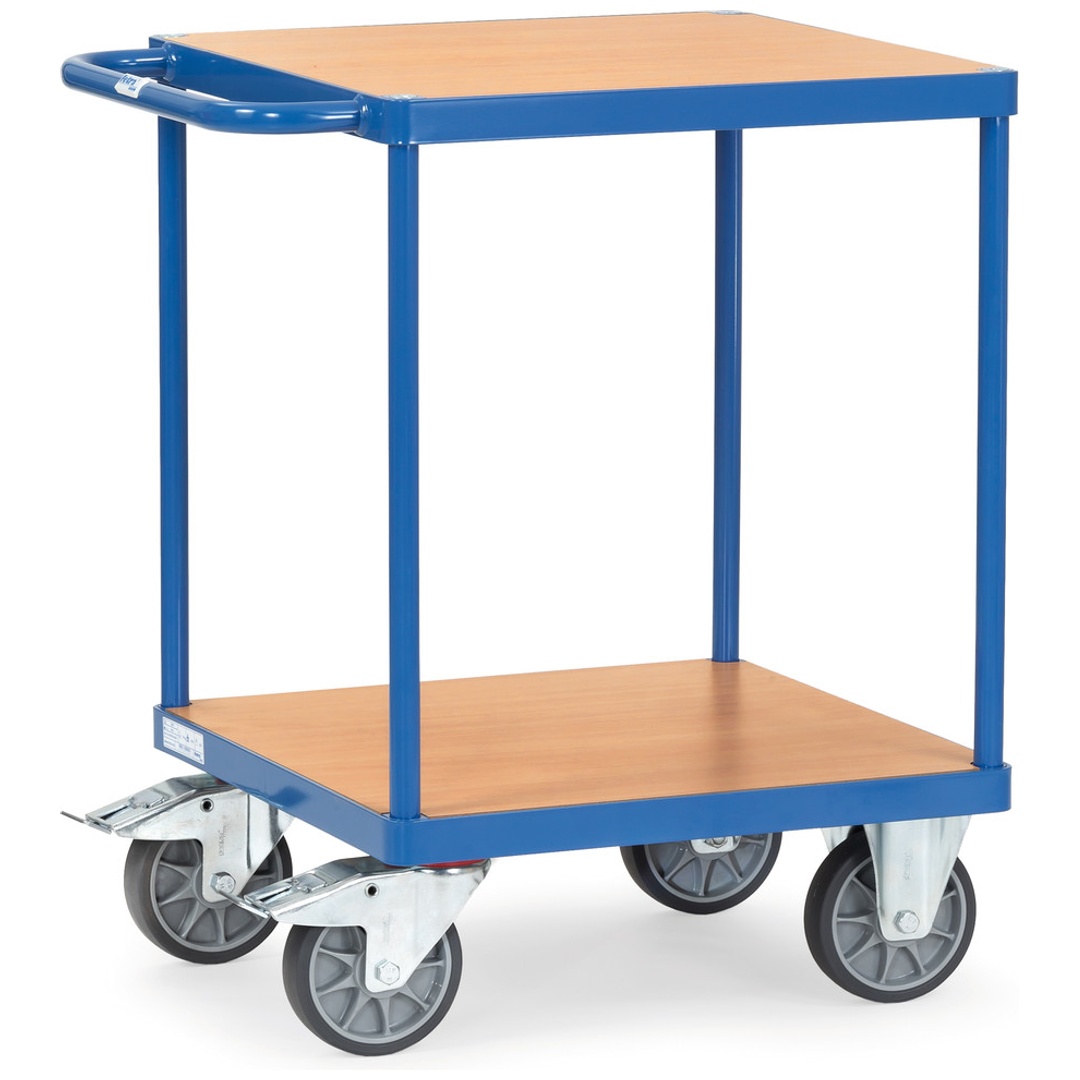 fetra Tischwagen, 2 Holz-Plattformen, Ladefläche 600 x 600 mm