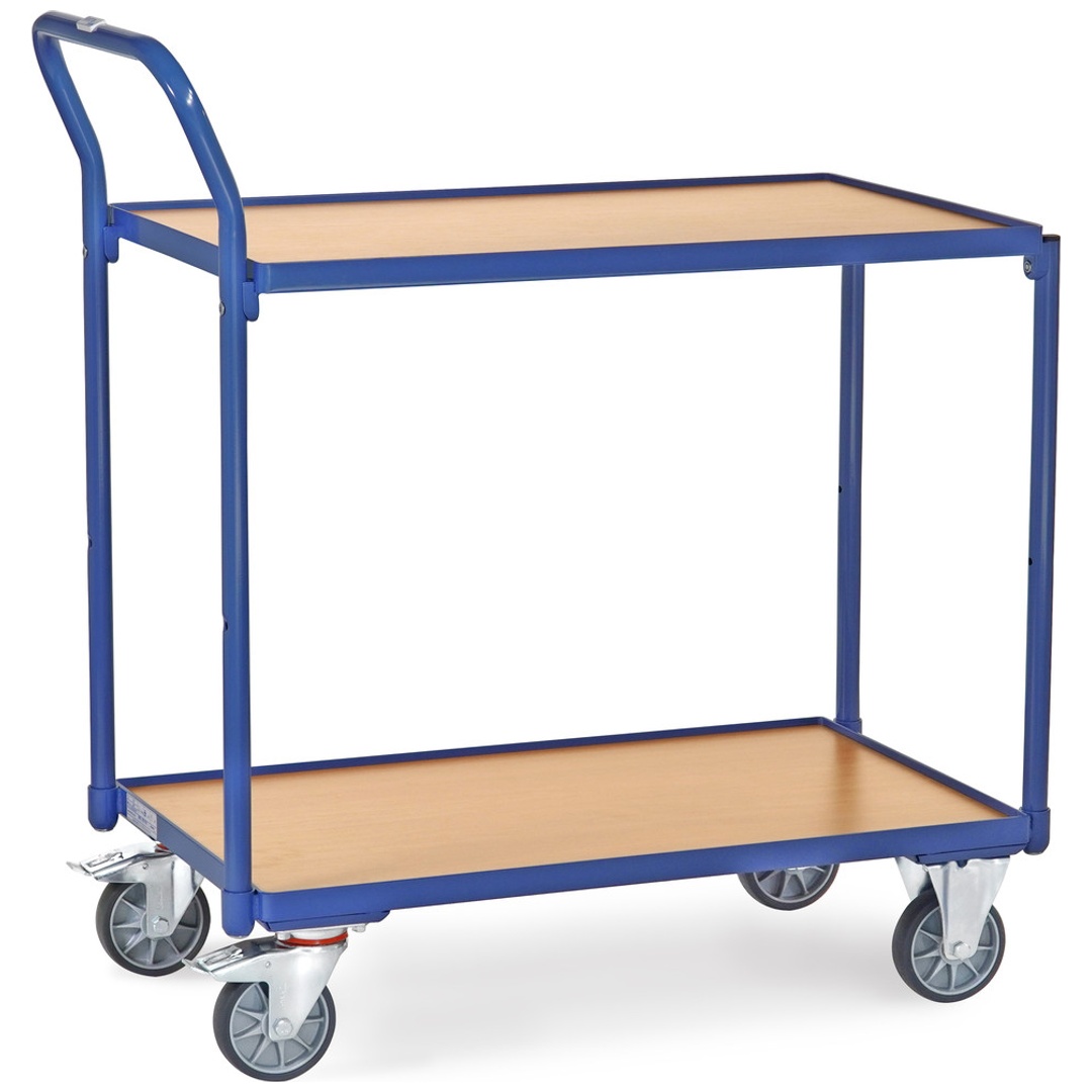fetra Tischwagen, 2 Holz-Plattformen, Ladefläche 850 x 500 mm, Tragkraft 300 kg