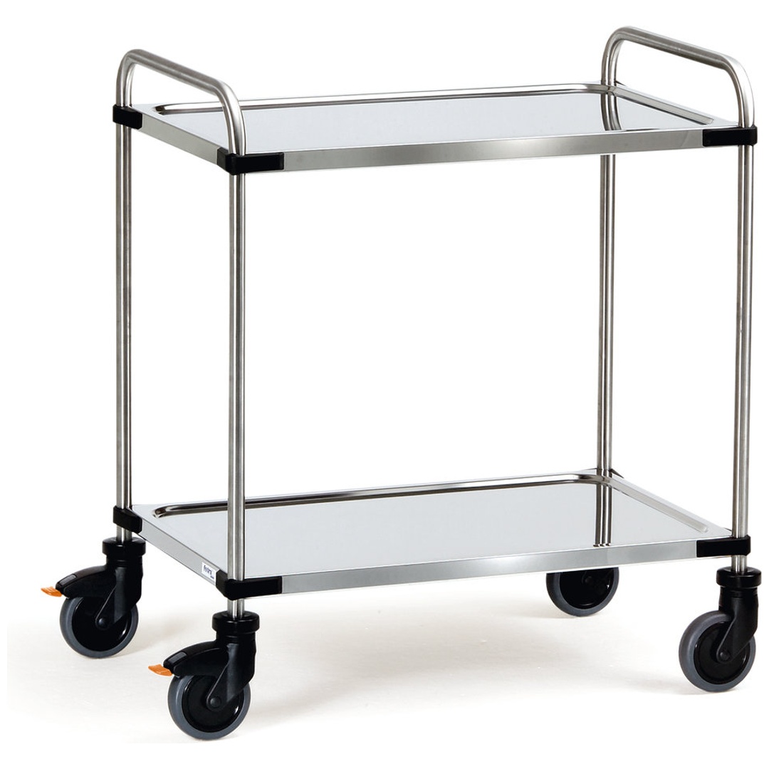 fetra Edelstahlwagen, Ladefläche 630 x 400 mm, 2 Böden