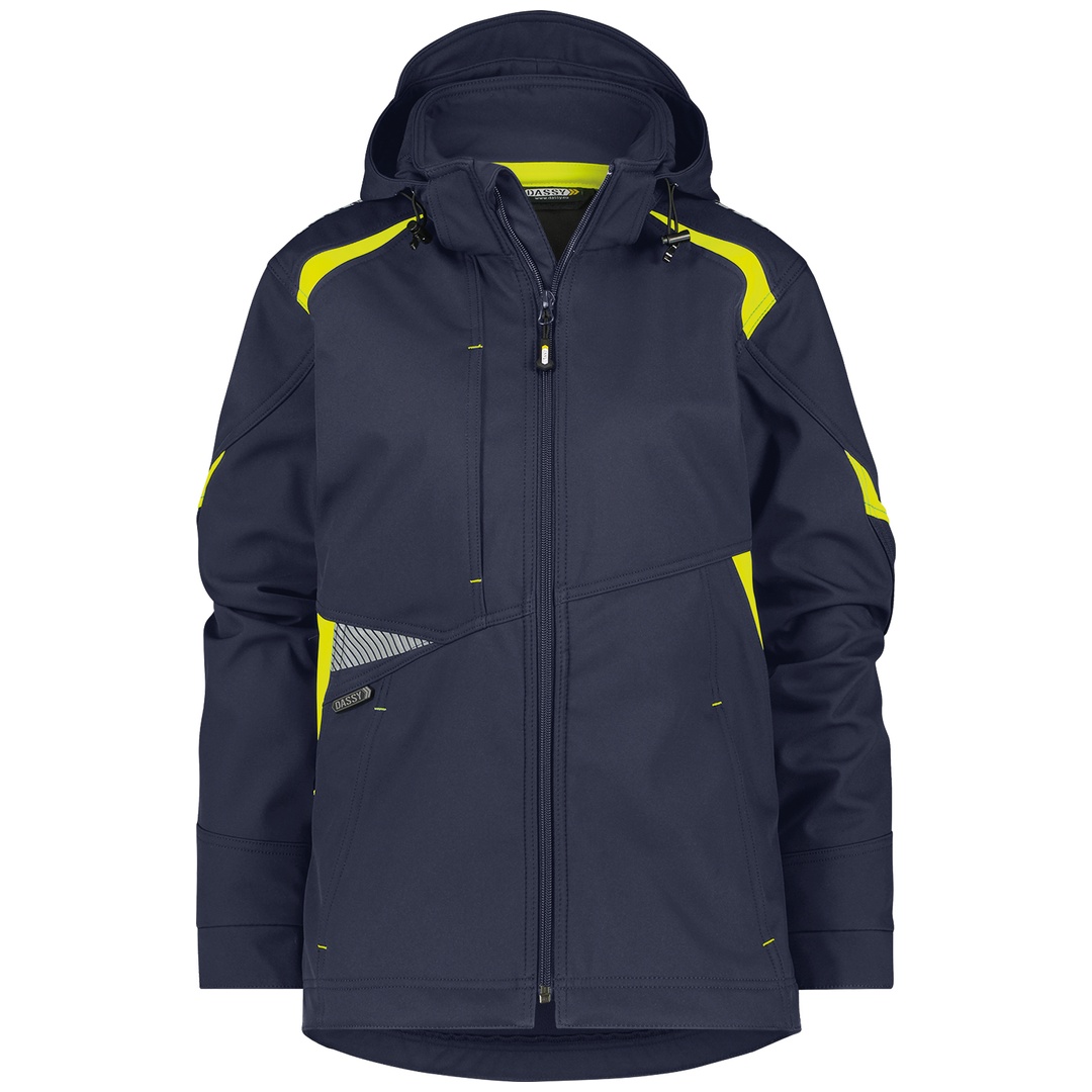Dassy Softshelljacke Damen Kalama 300547 PES21 Gr. XS nachtblau/neongelb