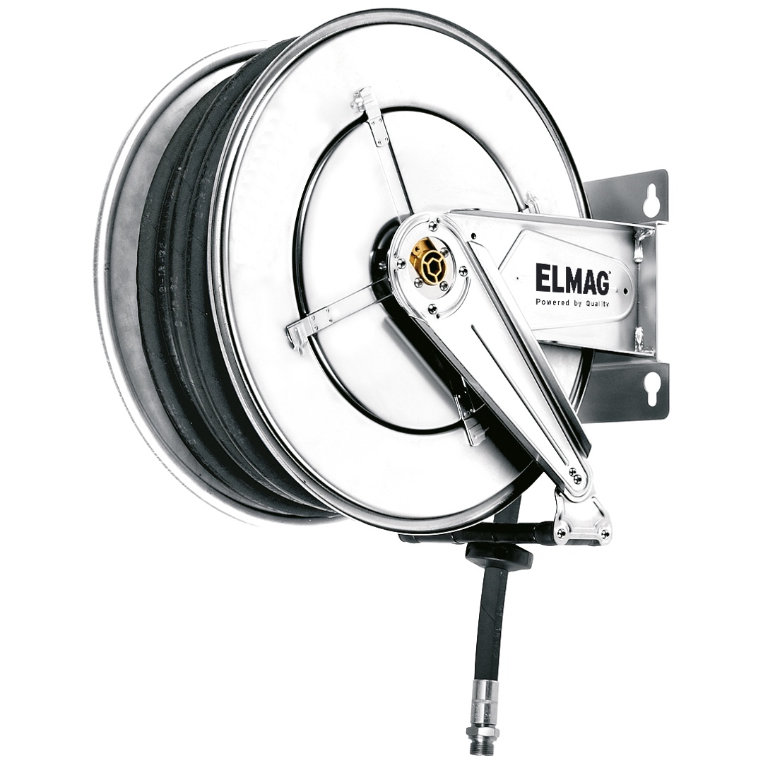 ELMAG INDUSTRIE Schlauchaufroller Edelstahl 432/32, für Wasser 130°C, 18 m, 3/8, 200 bar