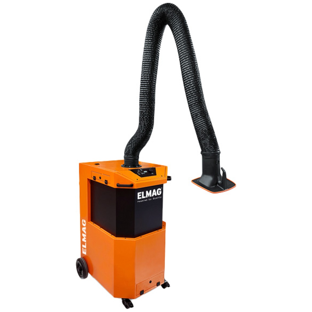 ELMAG Absauganlage, fahrbar, MaxiFil Clean / 3m Schlauchausf. Absaugarm Ø 150mm/3m in Schlauchausführung, IFA/BGIA-geprüft, mit Patronenfilter, Filter