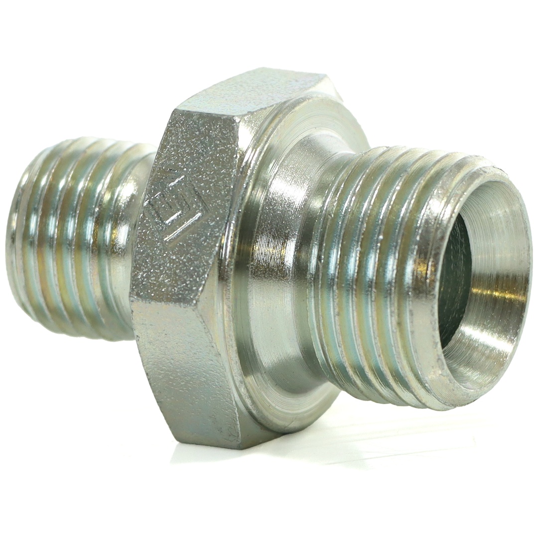 ELMAG HD-Doppelnippel Stahl verzinkt AG 1/4 x AG 3/8, bis 400 bar, mit 60° Universaldichtkegel