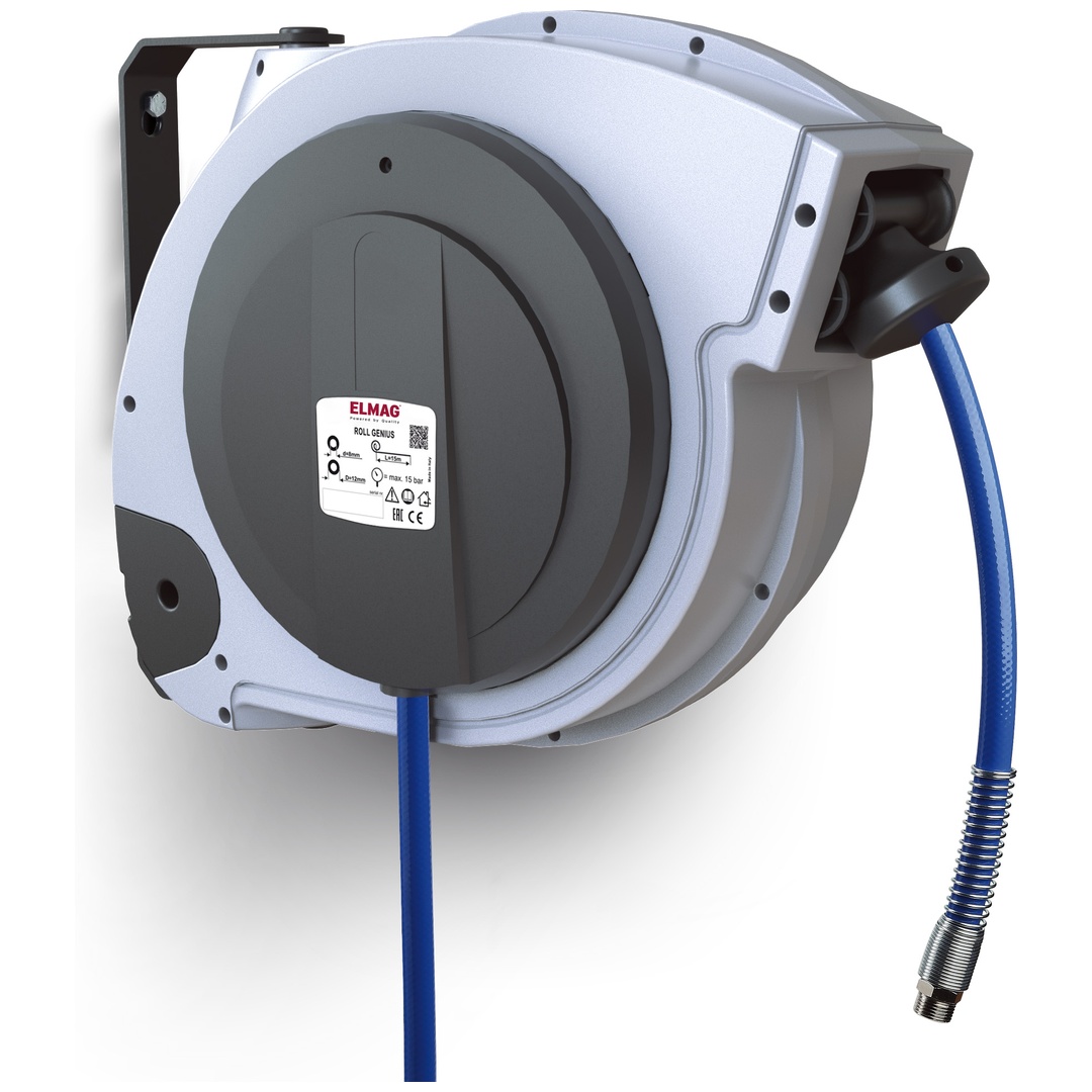 ELMAG Automatischer Schlauchaufroller ROLL AIR GENIUS 15 8x12 mm, komplett inkl. Slow-Motion
