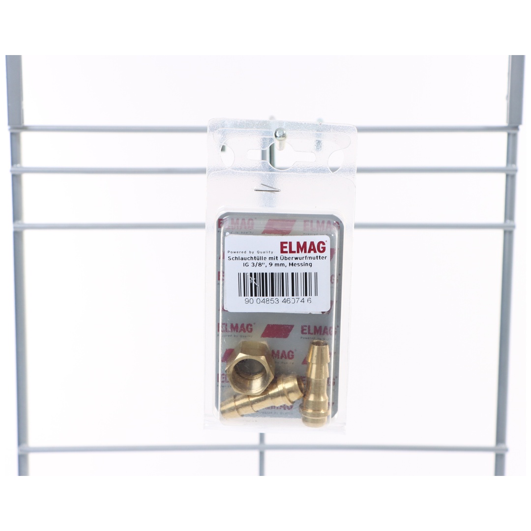 ELMAG Schlauchtülle mit Überwurfmutter, IG 3/8, 9 mm, Messing, 2 Stk. Packung - SB