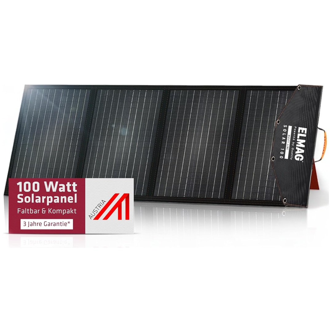 ELMAG Faltbares Solarpanel SOLAR 100 - monokristallin 18VDC, 100Wp für tragbare Powerstations