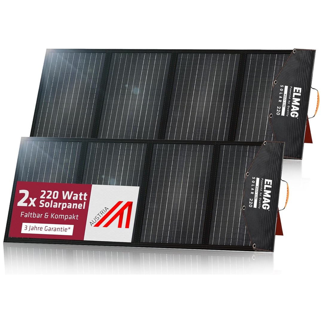 ELMAG Faltbares Solarpanel SOLAR 220 DUO - monokristallin 18VDC, 2x220Wp für tragbare Powerstations