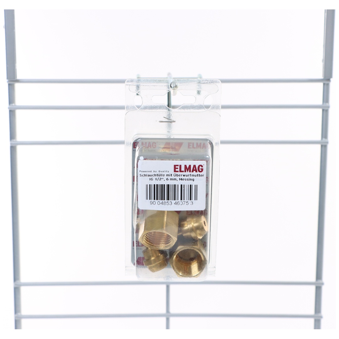 ELMAG Schlauchtülle mit Überwurfmutter, IG 1/2, 6 mm, Messing, 2 Stk. Packung - SB