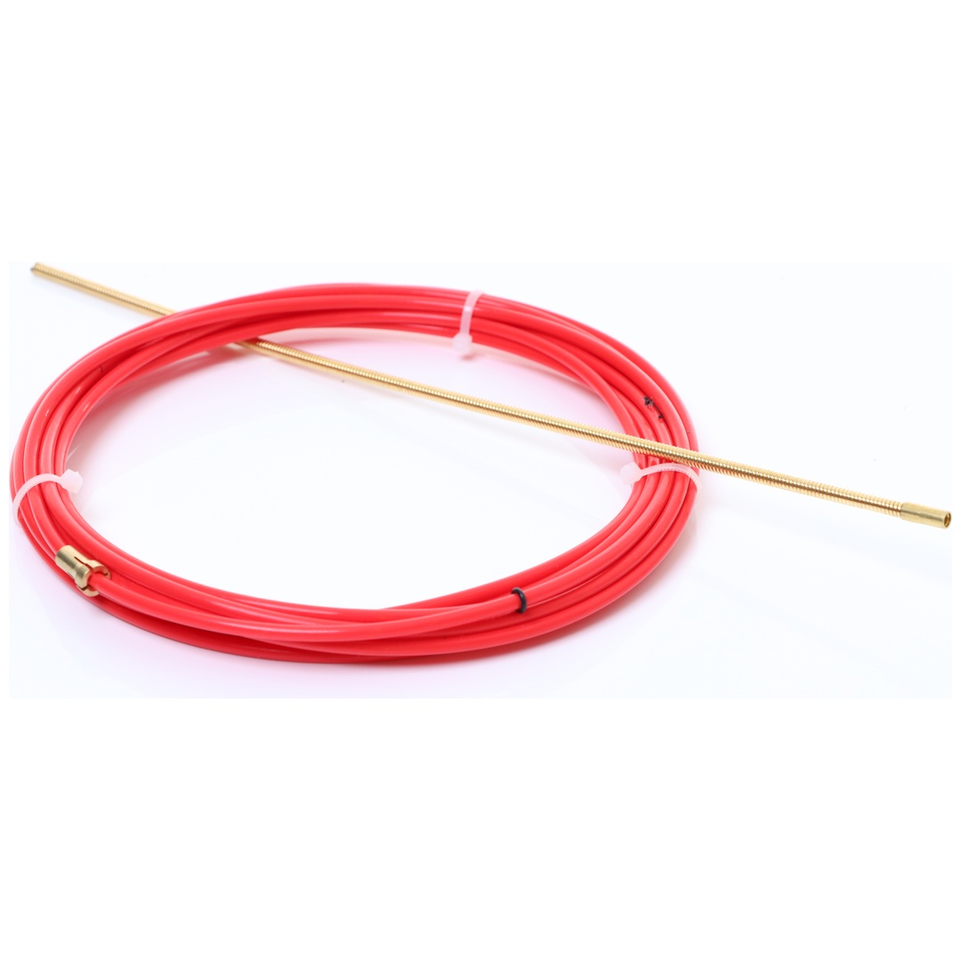 ELMAG PTFE-Seele 5,5 m rot, f. Alu-, Edelstahl u. Miglötdraht Ø 1,0 -1,2 mm, mit Führungsspirale, Haltenippel & O-Ring