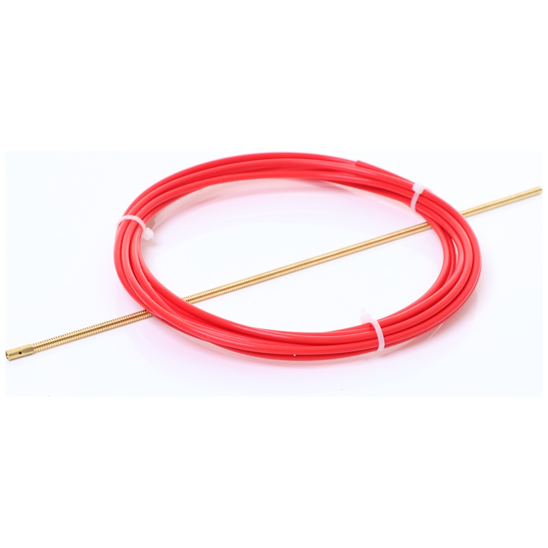 ELMAG PTFE-Seele 4,5 m rot, f. Alu-, Edelstahl u. Miglötdraht Ø 1,0 -1,2 mm, mit Führungsspirale, Haltenippel & O-Ring