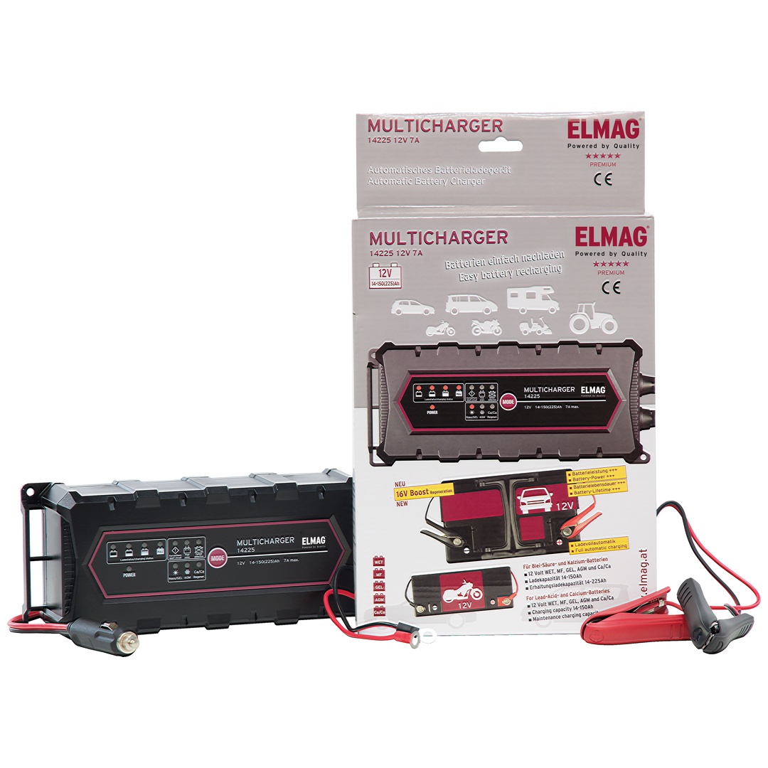 ELMAG Automatisches Batterieladegerät 12 V. MULTICHARGER 14225, max. 7,0 A.