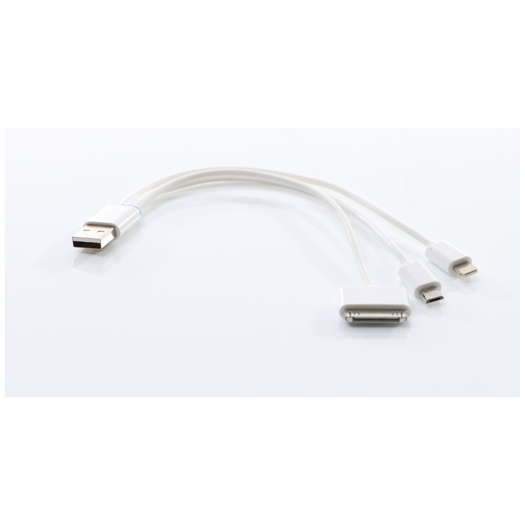 ELMAG Kabeladapter USB 5V-2.0A mit 3 verschiedenen Steckern (micro usb, Apple 30-polig & lightning zB. für Smartphones, iPads, iPods) zu Smart Booster