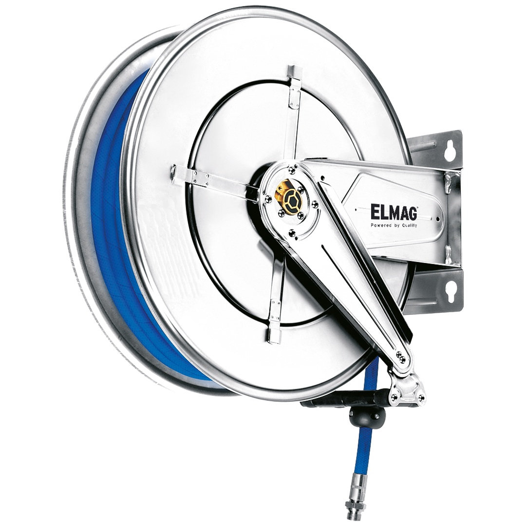ELMAG INDUSTRIE Schlauchaufroller Edelstahl 532/31, für Wasser 130°C, 25 m, 3/8, 200 bar