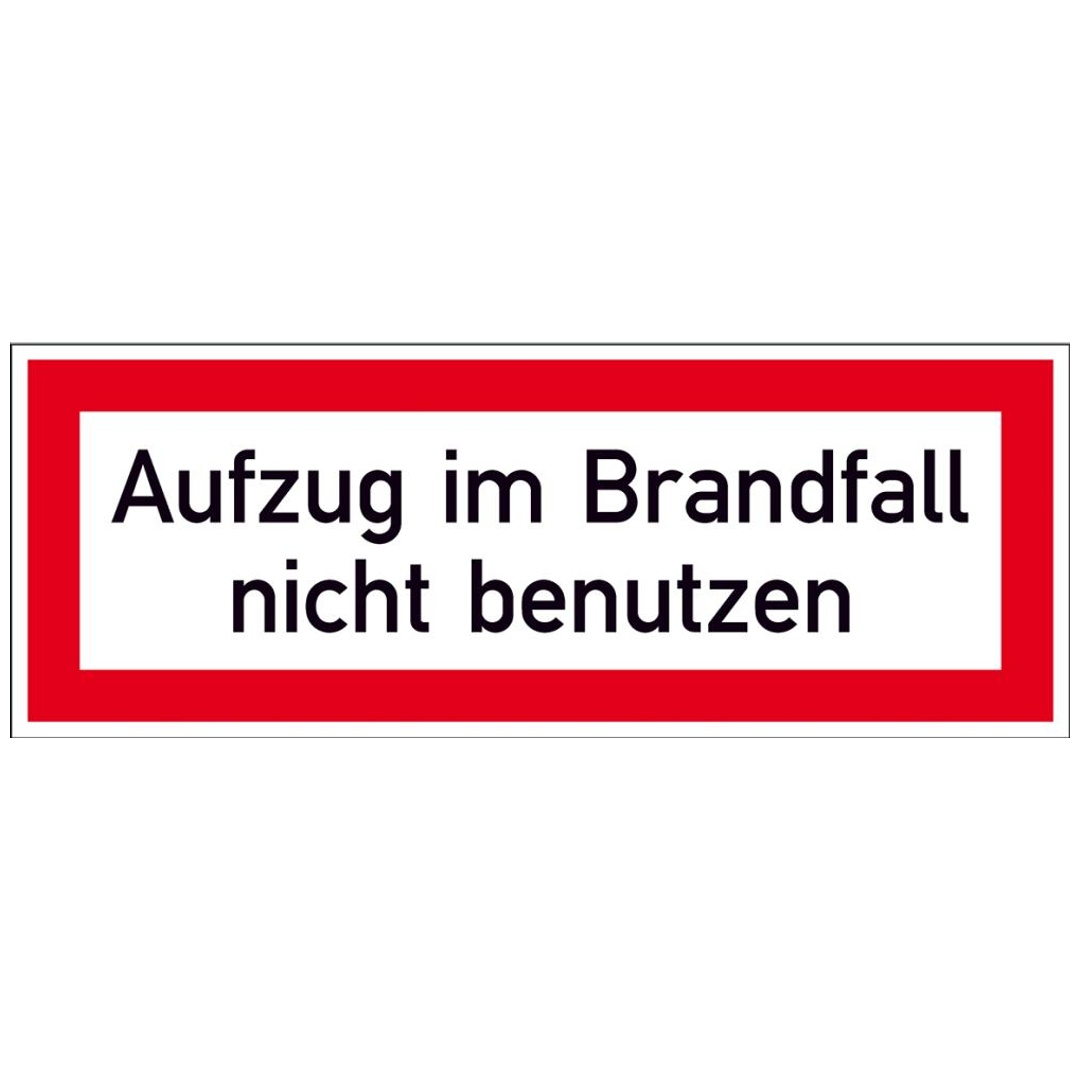 Brandschutzschild Folie B297xH105 mm, Aufzug im Brandfall n.b. langnachleuchtend